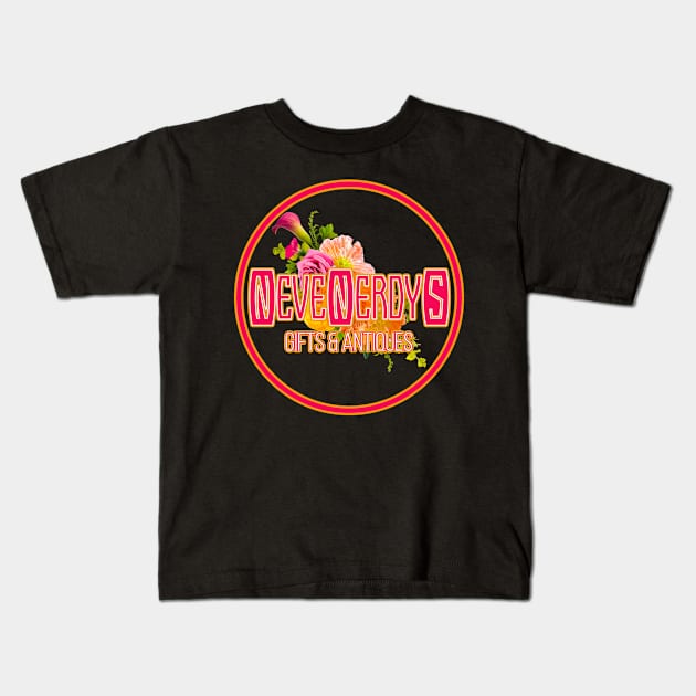 Nevenerdys Gifts & Antiques Kids T-Shirt by Nuttshaw Studios